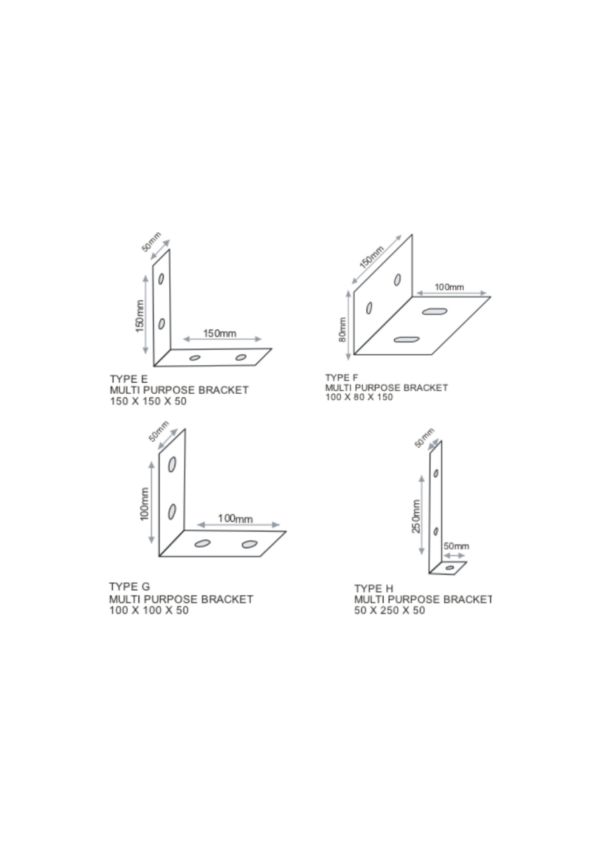 Multi-Purpose Brackets Dimensions Multi-Purpose Brackets Dimensions