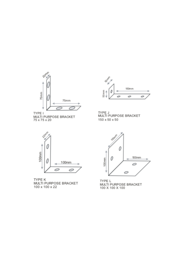 Multi-Purpose Brackets Dimensions Multi-Purpose Brackets Dimensions