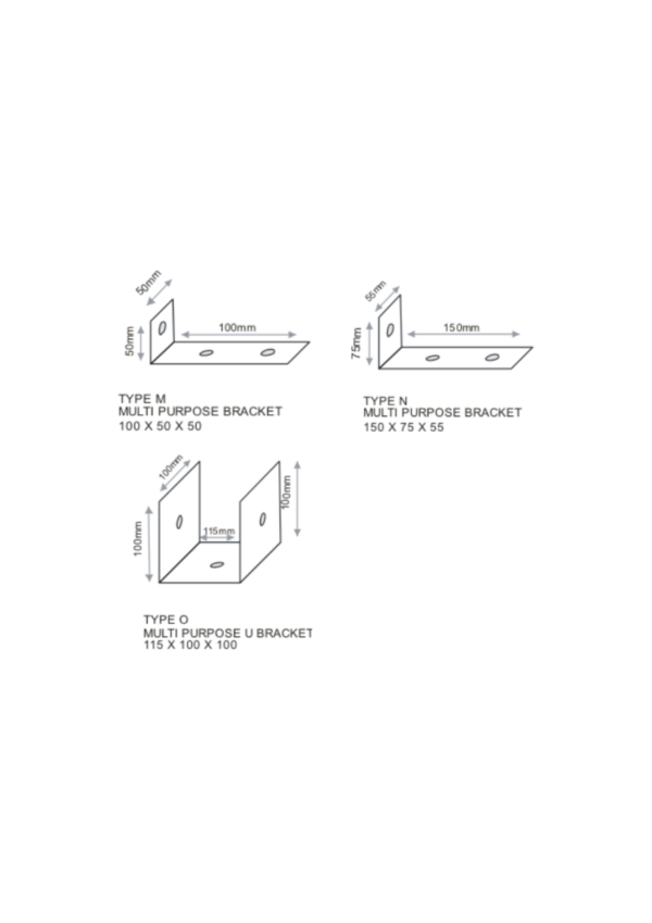 Multi-Purpose Brackets Dimensions Multi-Purpose Brackets Dimensions